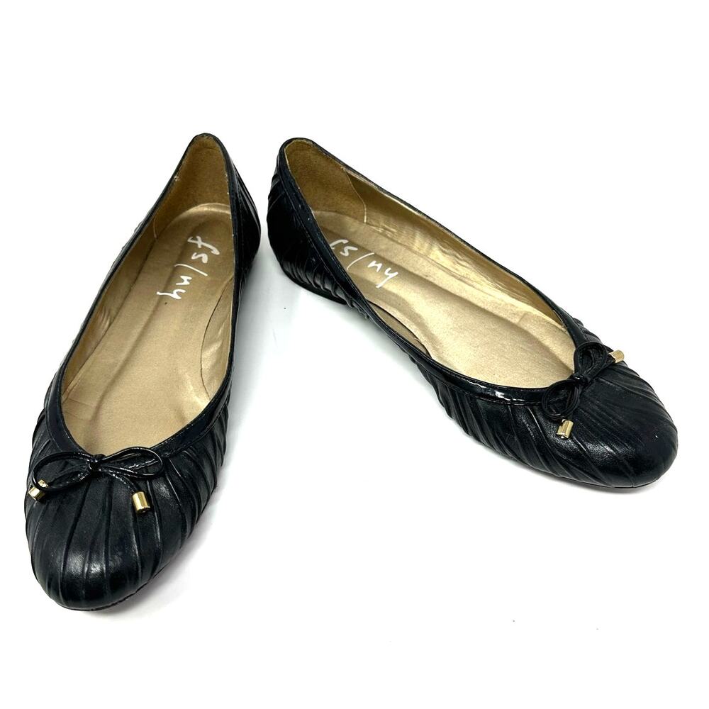 fs/ny Size 6 Flats Black Ballet Slip on Bow Tie Solid Casual Everyday Basic